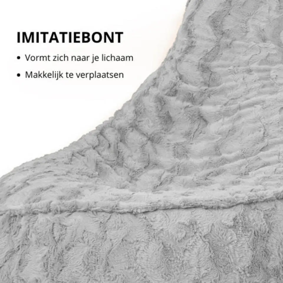 Parya Stoel Zitzak Bont - Zitzakfauteuil - Woonkamerzitzak - Grijs - Junior