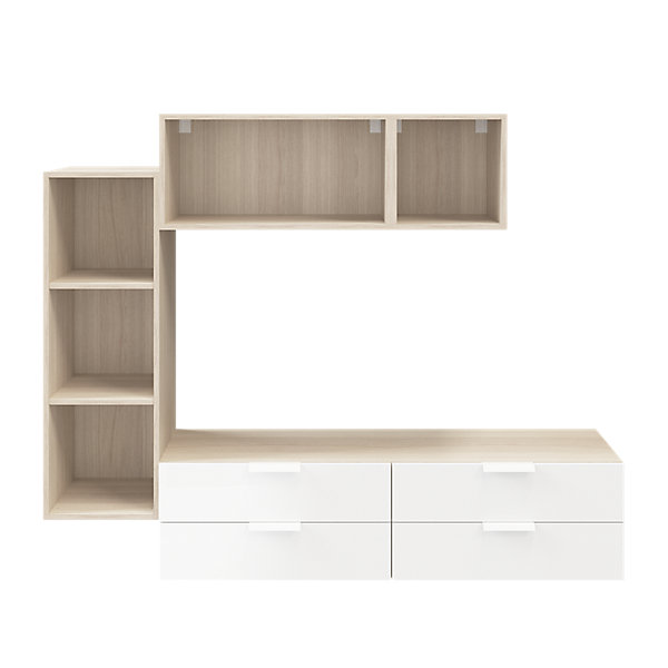 Meuble TV 4 tiroirs effet chêne et blanc GoodHome Atomia H. 150 x L. 225 x P. 37 cm