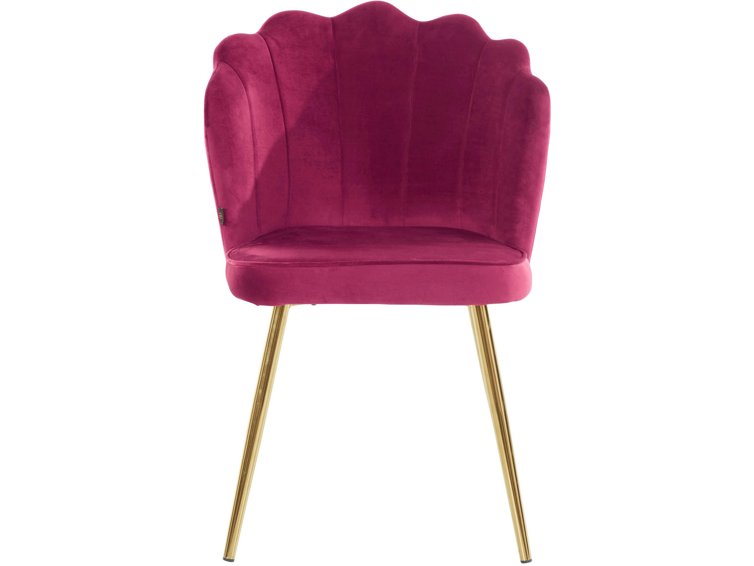 SILVIA - Lot de 2 chaises de salle à manger rembourrées en velours bordeaux