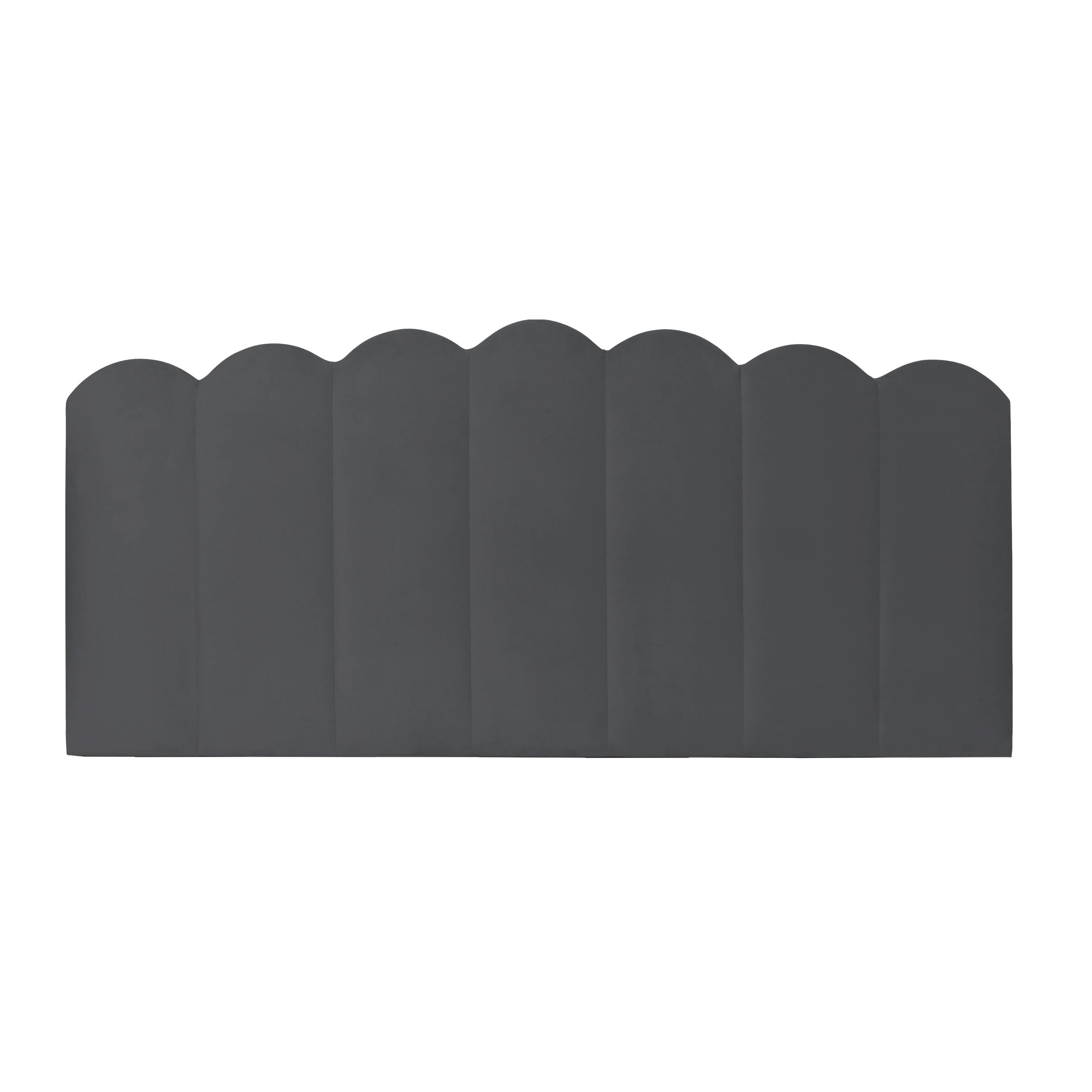 SHELL - Tête de lit tapissée en velours gris glace  145x74cm