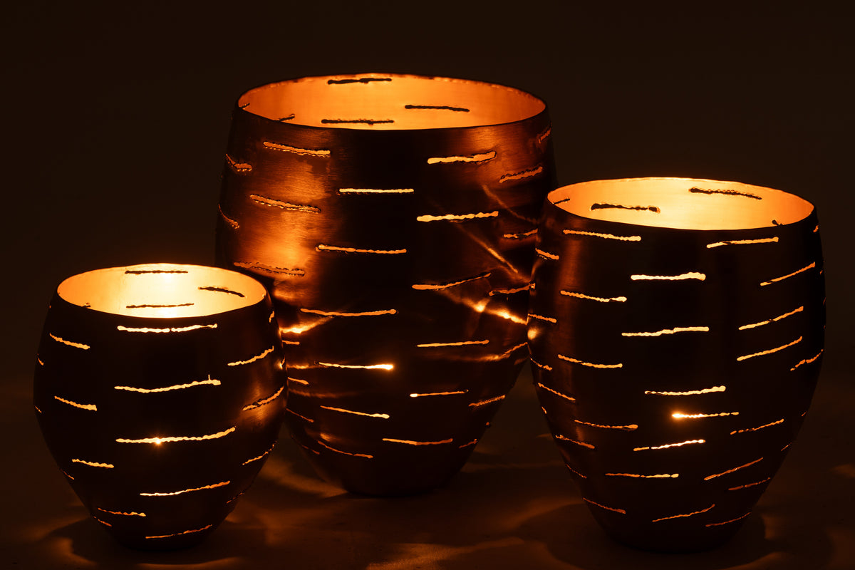 J-Line windlicht - metaal - goud - 3 stuks