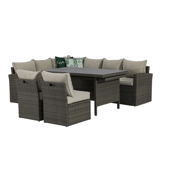 Eckloungeset »Corinto«, 6 Sitzplätze, Stahl/Kunststoff, mangrove-braun