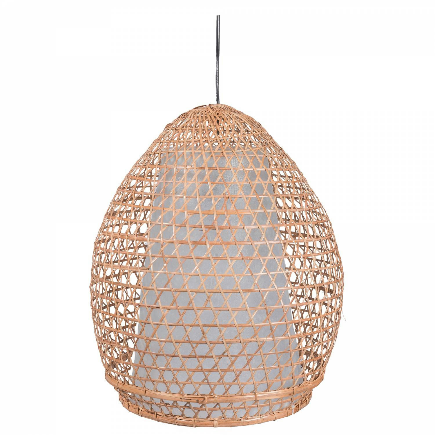 POLA - Suspension bambou avec abat-jour blanc