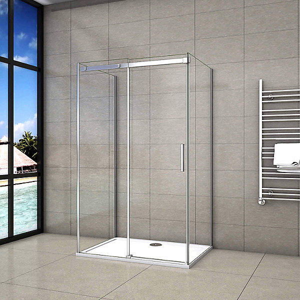 Cabine de douche 150x80x195 cm - verre 8 mm anticalcaire - porte coulissante - sans receveur