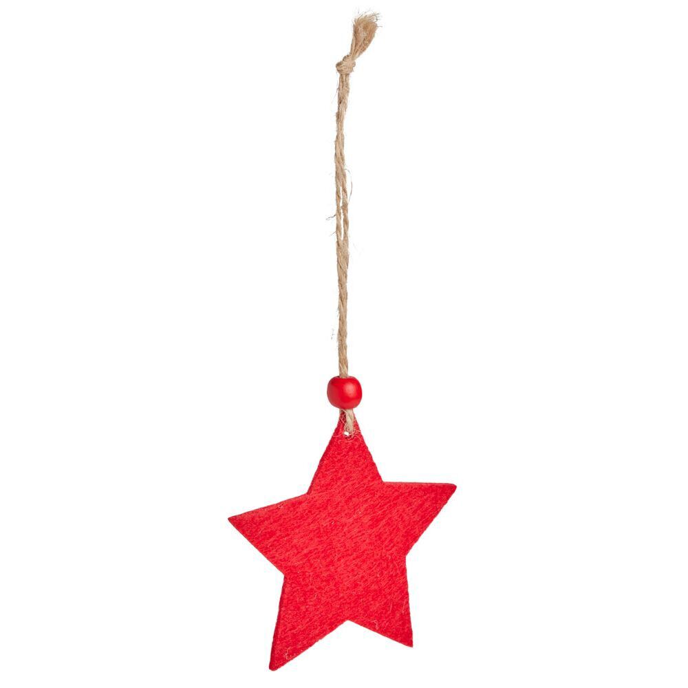 Suspension coeur/étoile/sapin bois et feutrine rouge ou blanc