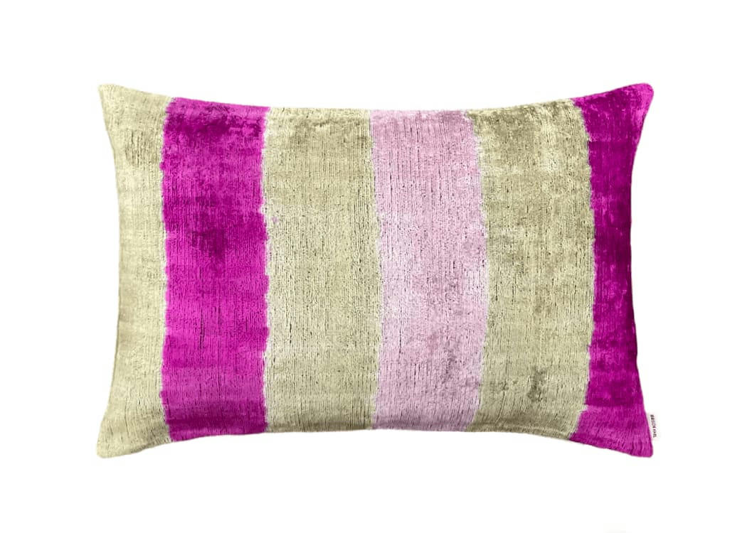 - Housse de coussin velours soie ikat   40x60 multicouleur