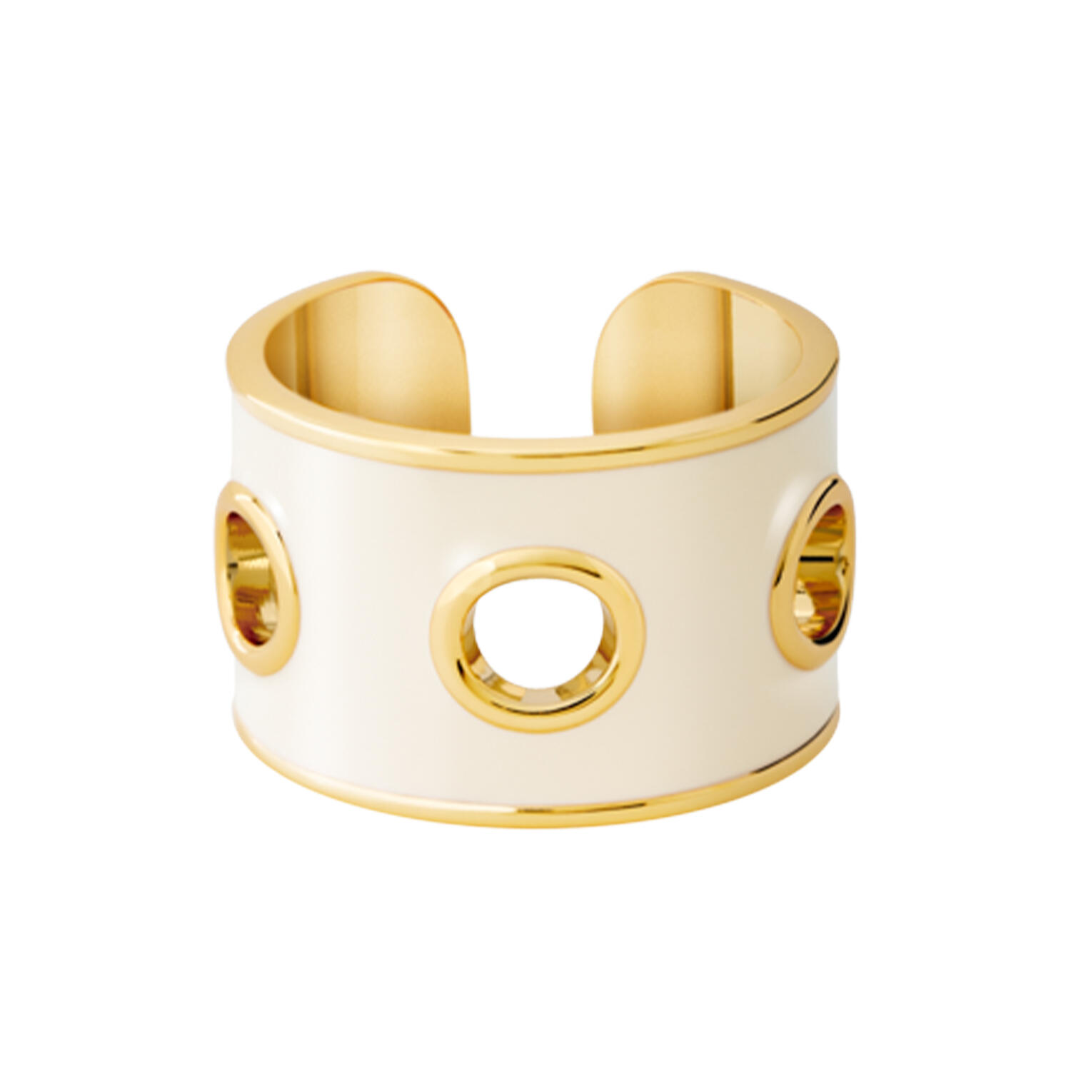 EYELET Ring, light gold/sand white