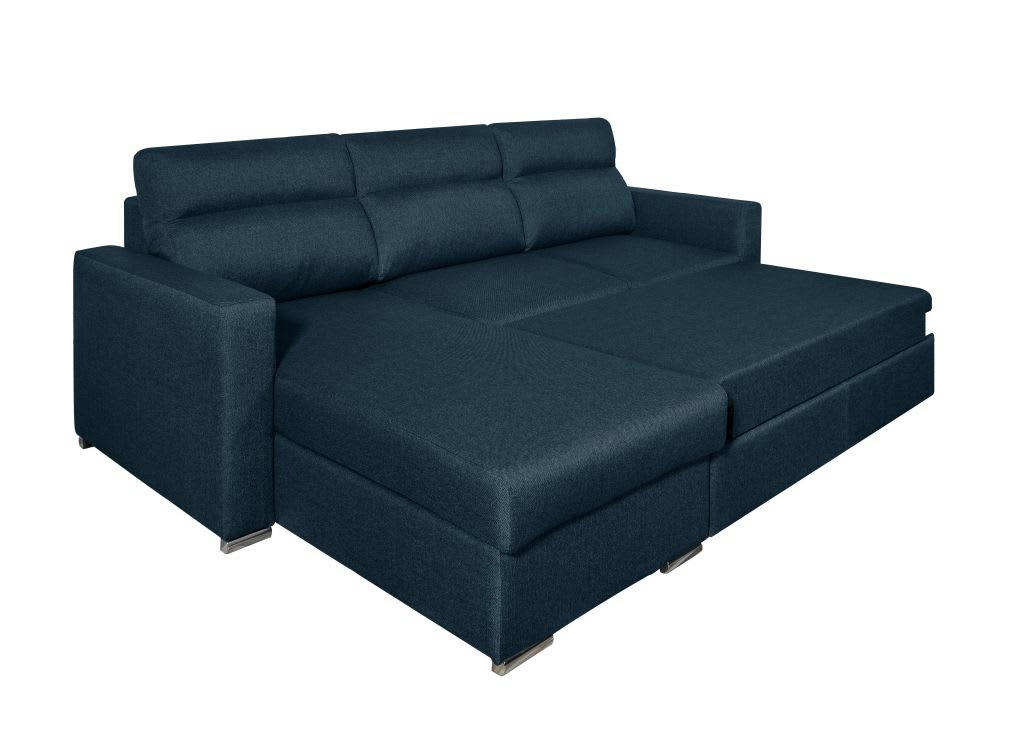 KEI - Canapé d'angle réversible convertible en tissu - Bleu pétrole