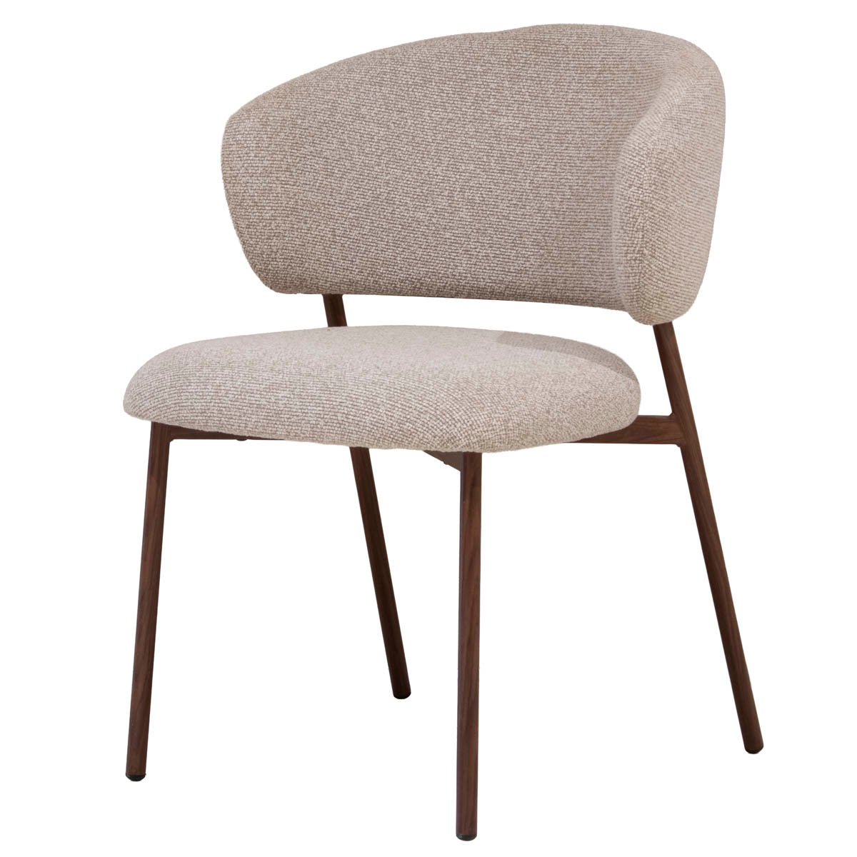 Giga Meubel Eetkamerstoel Feya - Beige/Walnoot - 51x53x81cm - Set van 2