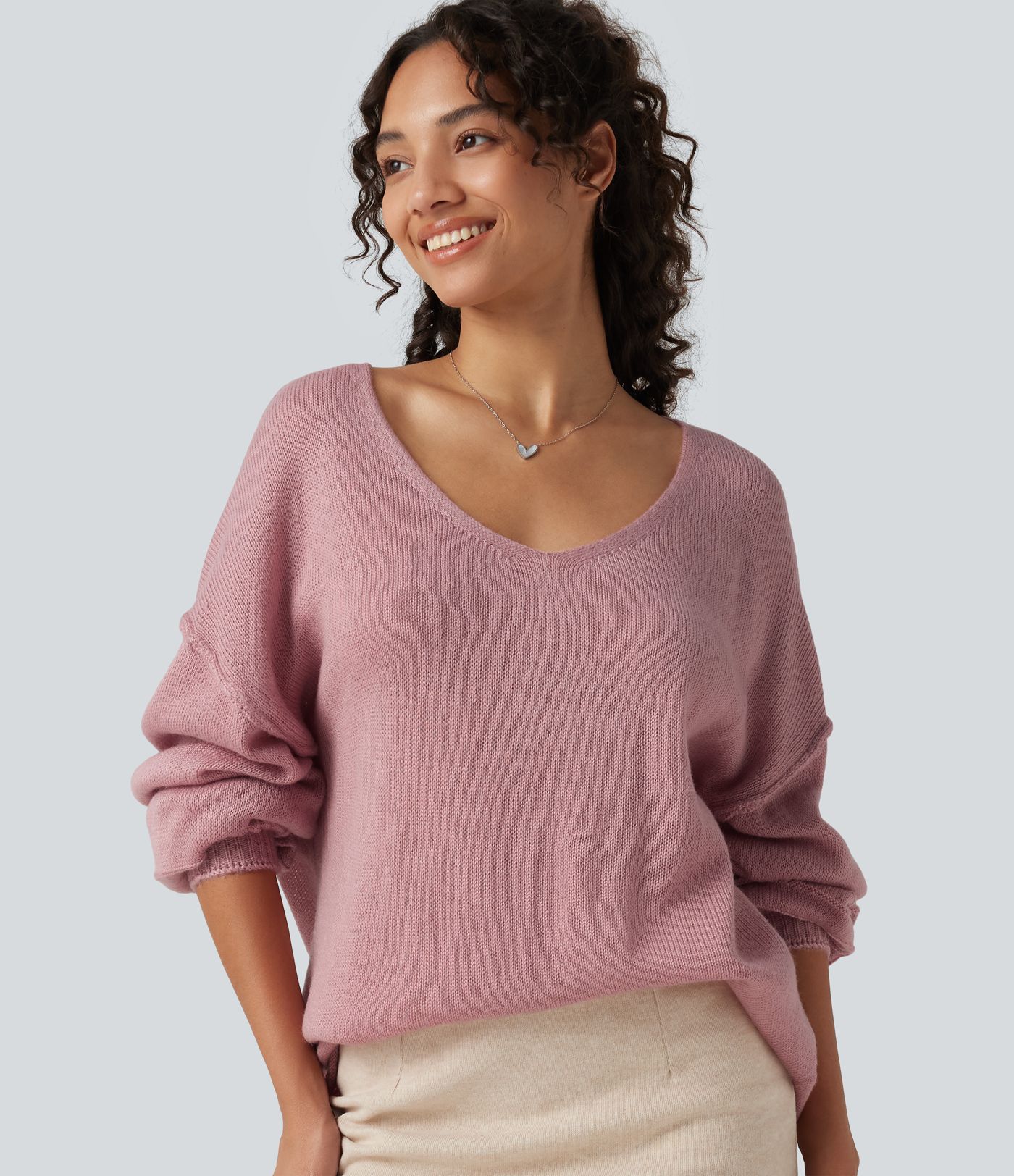 Pull col V à manches longues