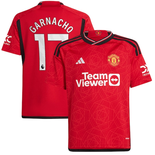 Alejandro Garnacho Manchester United adidas Youth 2023/24 Home Replica Player Jersey – Red