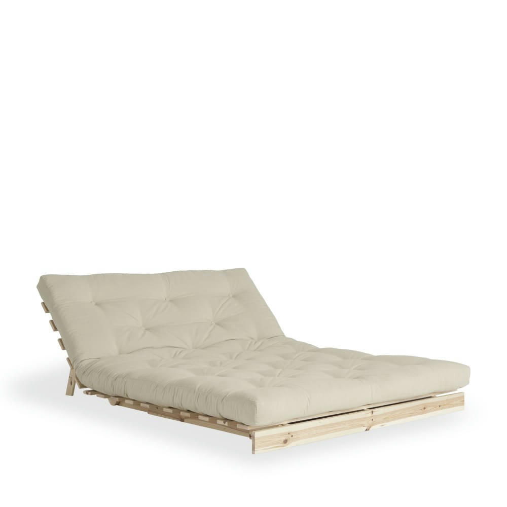 ROOTS - Canapé convertible en pin massif avec futon beige 140x200