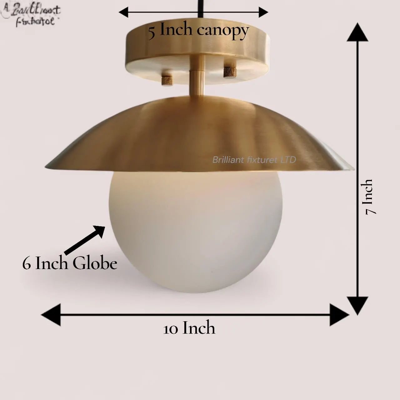 Mid-Century Modern Flush Mount Ceiling Light | Brass Glass Globe Chandelier | Minimalist Rustic Lighting Fixture