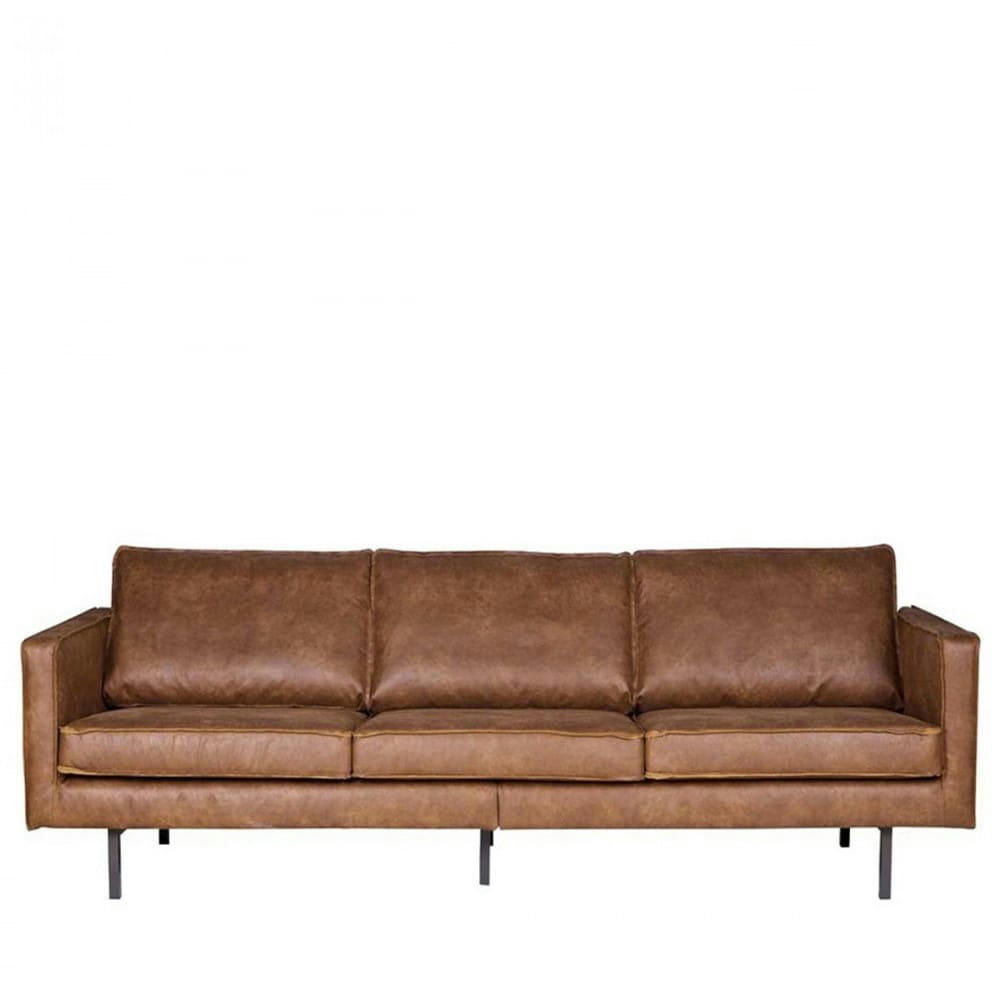 BRONCO - Grand canapé 4 places vintage cognac