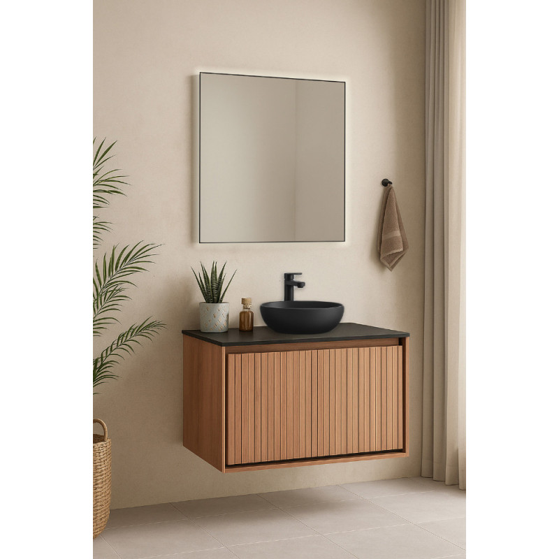 Meuble sous plan Goya chêne et noir 80 cm THYS
