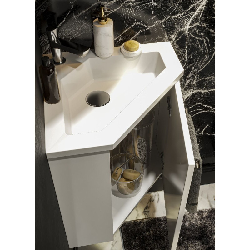 Meuble lave-mains Corner blanc brillant ALLIBERT