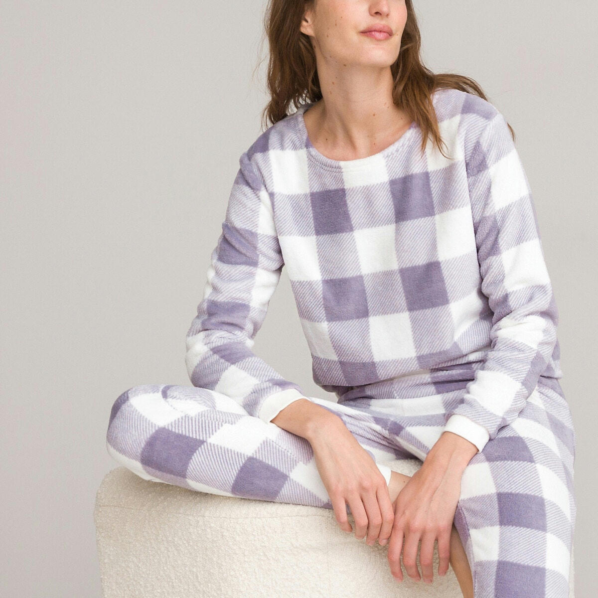 Pyjama en maille polaire, à carreaux
