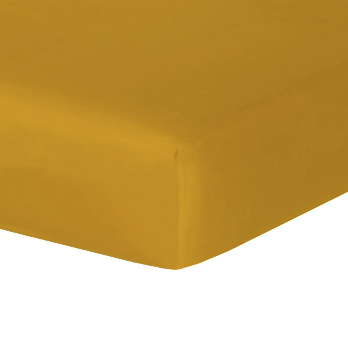 JULIA - Drap housse satin de coton  140x190x30 jaune moutarde