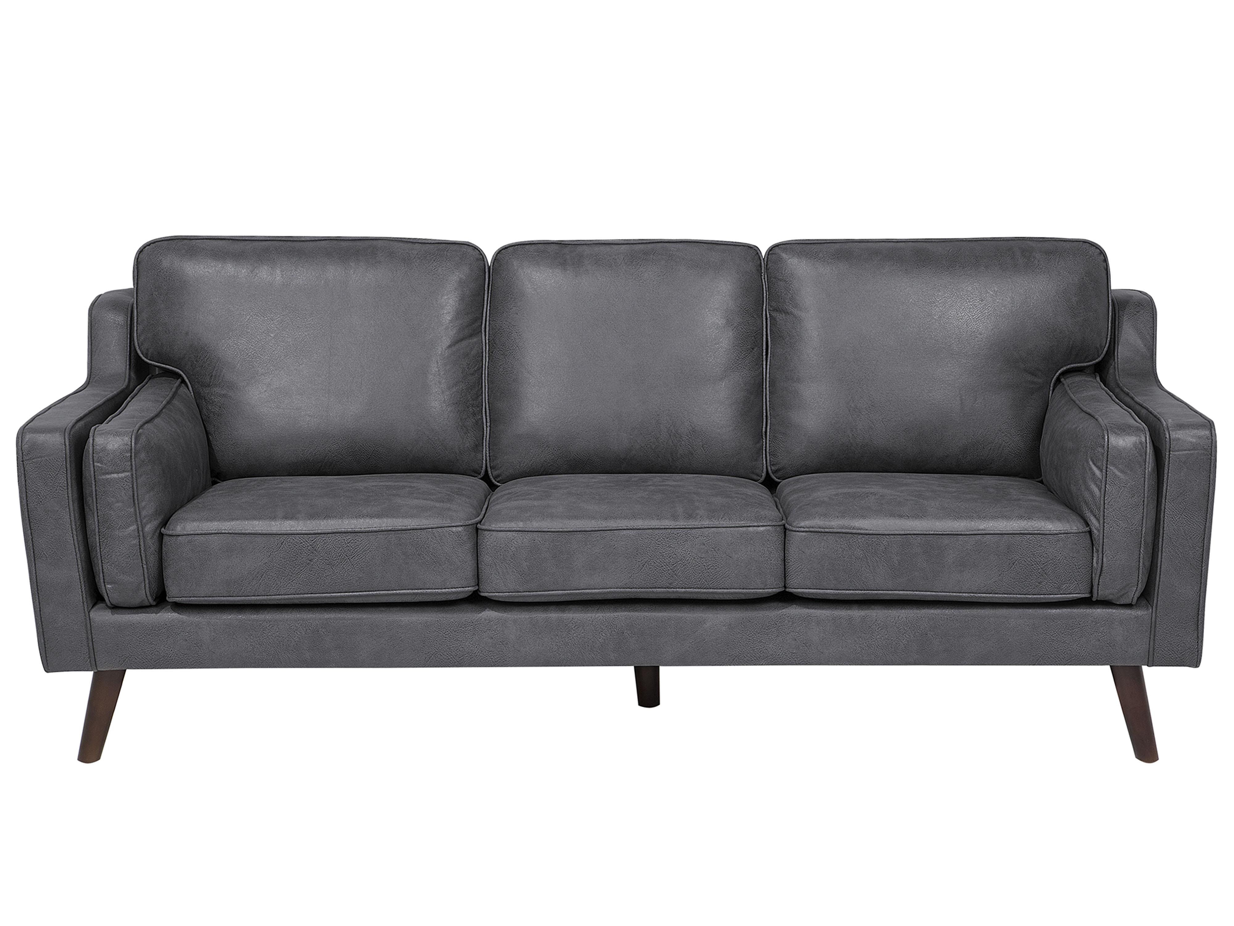 Sofa 3 Seater LOKKA Faux Leather Grey