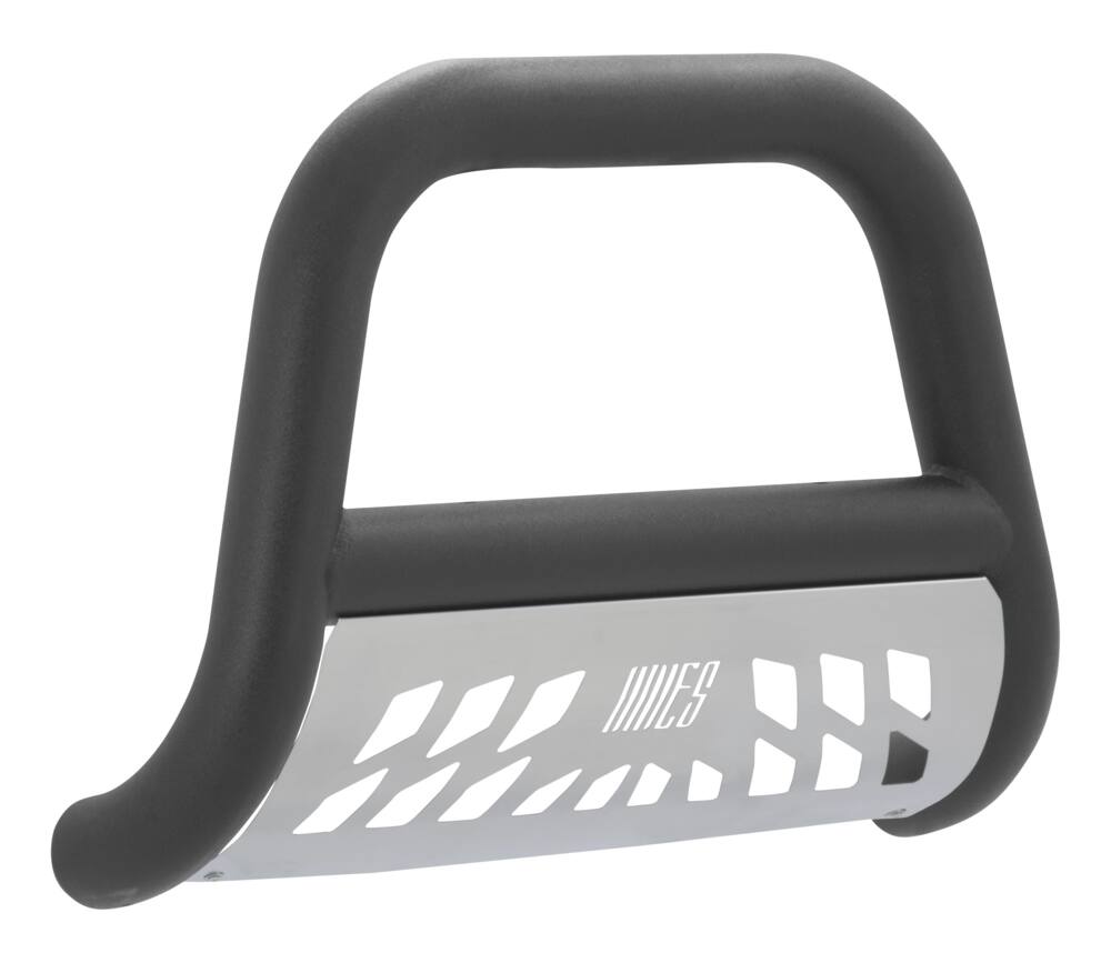 Aries Big Horn Bull Bar, Textured Black with SS Skid Plate, 4-in