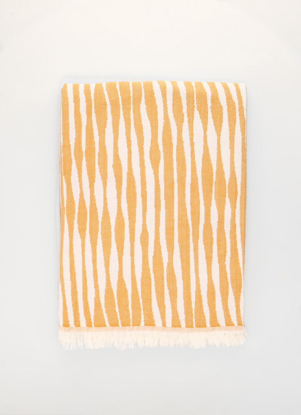 PLAID EN COTON JACQUARD MOTIF ZÈBRE JAUNE FONCE