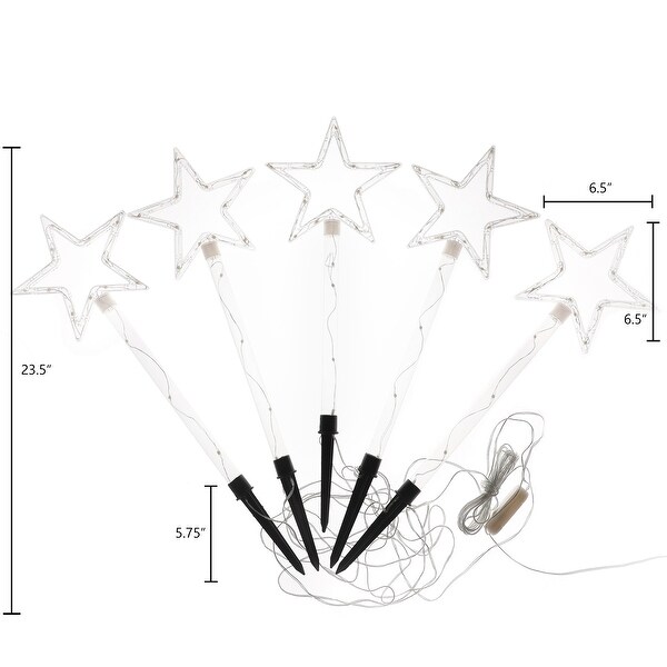 Multi-Color Outdoor 23.5" H Holiday Lighted Star Stakes with Led Lights (Set of 5)