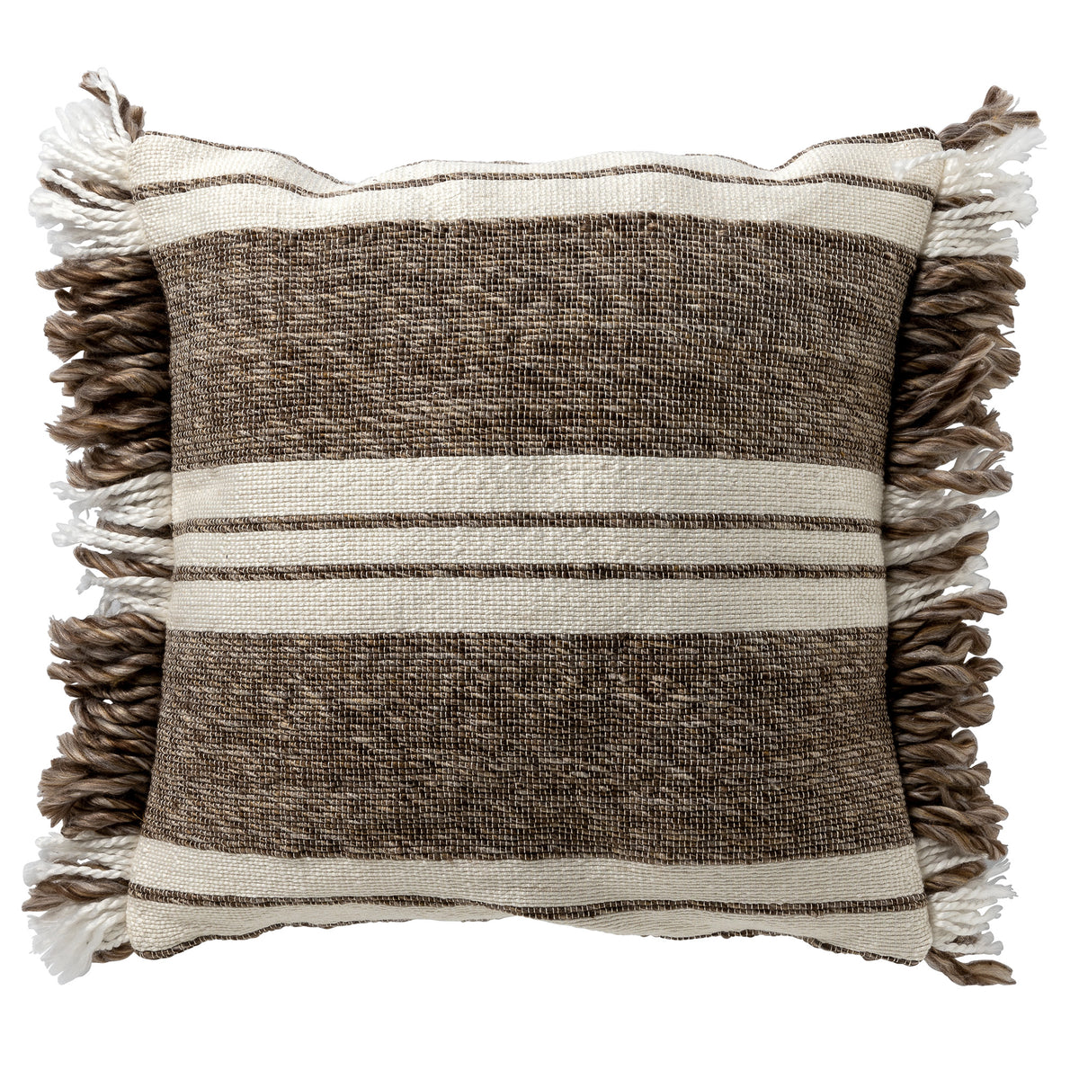 EDGAR - kussenhoes 45x45 cm - streepdessin - duurzaam - Driftwood - taupe, wit