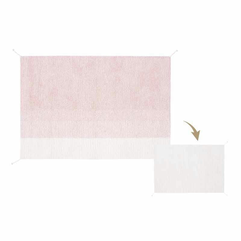 REVERSIBLE - Tapis lavable en coton rose 120x160