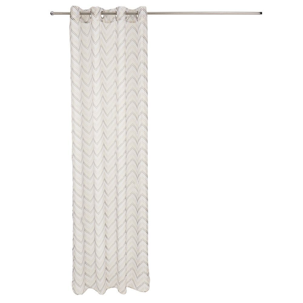 Voilage à oeillets beige imprimé chevrons 100% polyester 140x240cm