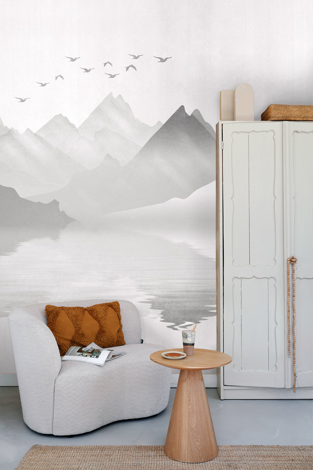 Sanders & Sanders fotobehang berglandschap grijs - 375 x 270 cm - 600969