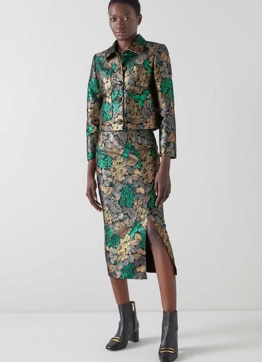 Charlotte Metallic Fruit Brocade Jacket