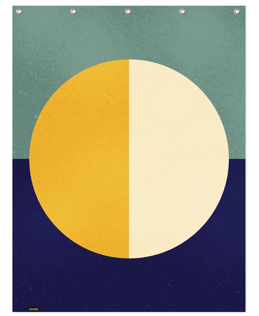 LIGHT AND DARK - Rideau de douche en polyester en bleu & jaune 150x200