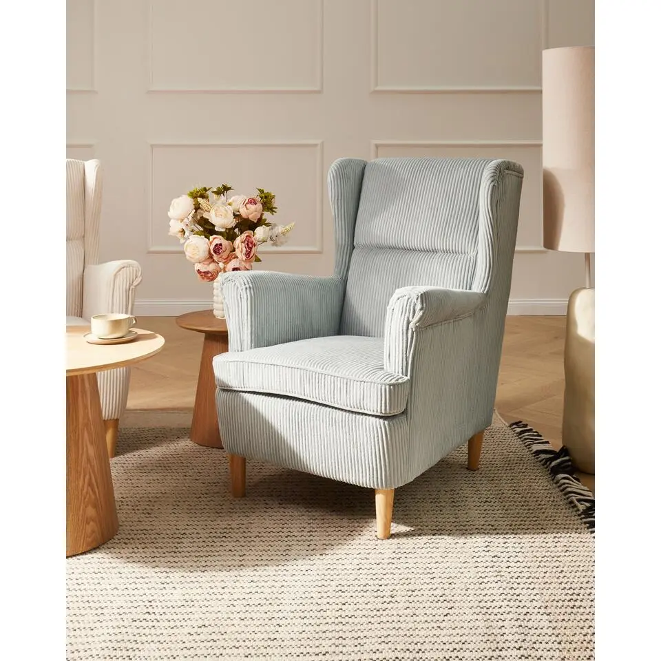 ABSON - Fauteuil - Lichtblauw - Corduroy