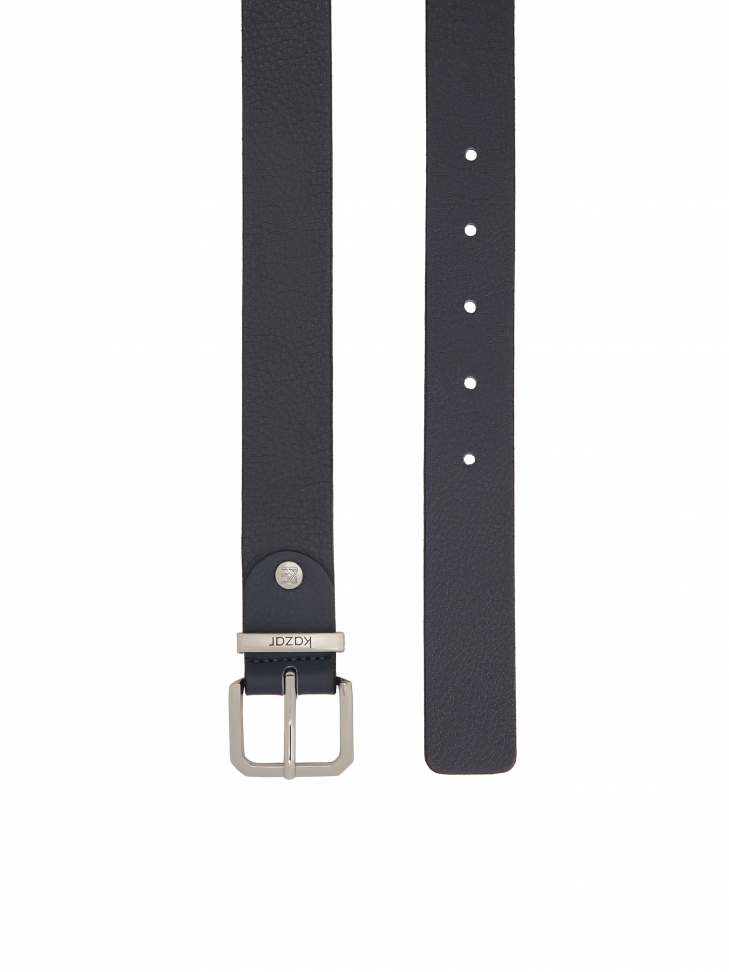 Navy blue narrow belt with metal loop