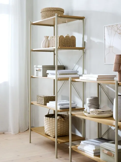 Reol VANDBORG 5 hylder natur egefarve/beige