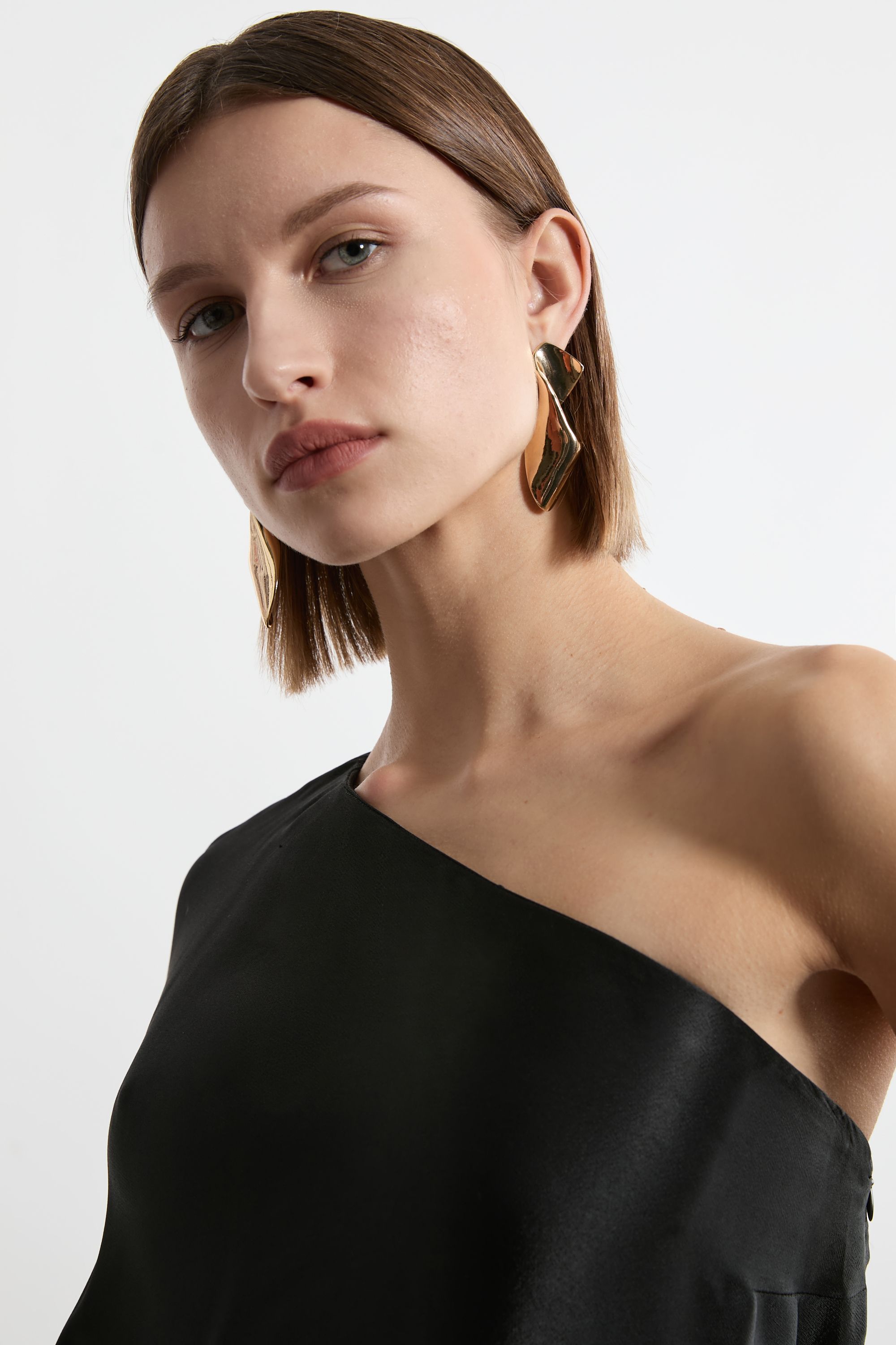 KarenMillen One Shoulder Draped Satin Woven Maxi Dress