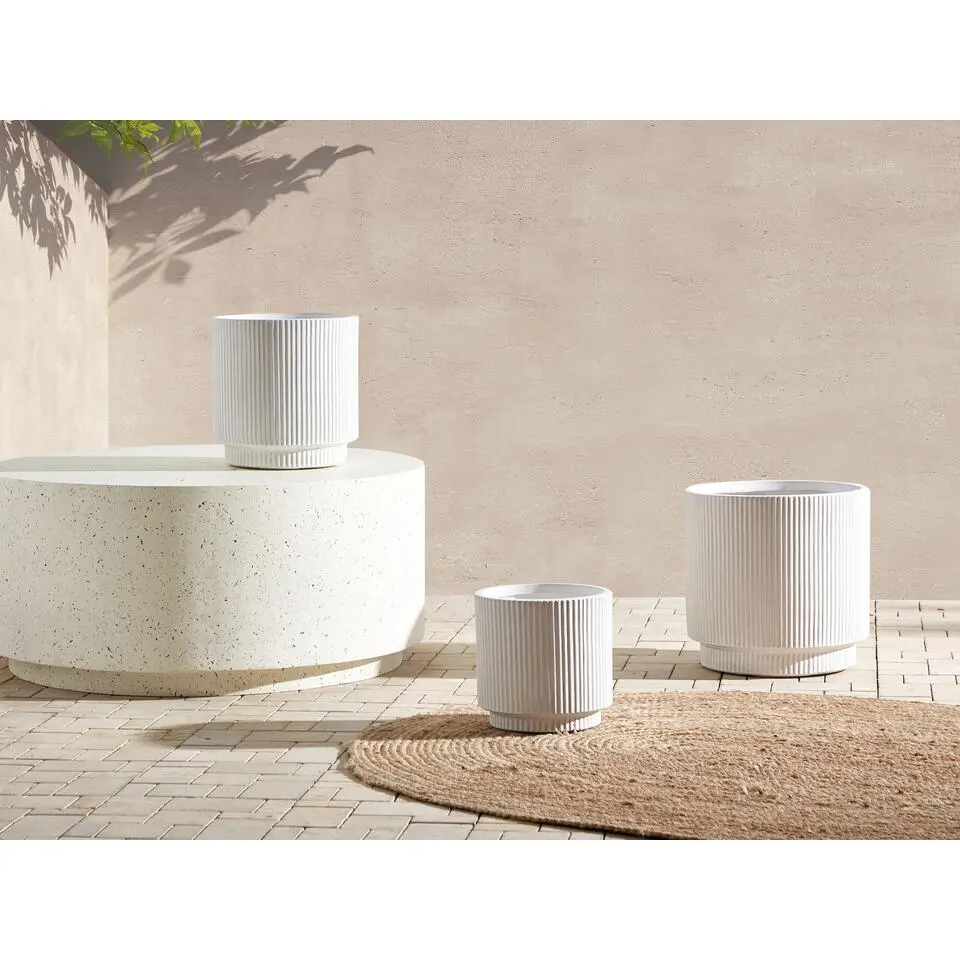 DARIA - Bloempot - 37 x 37 x 37 cm - Cr&egrave;me - Kleivezels