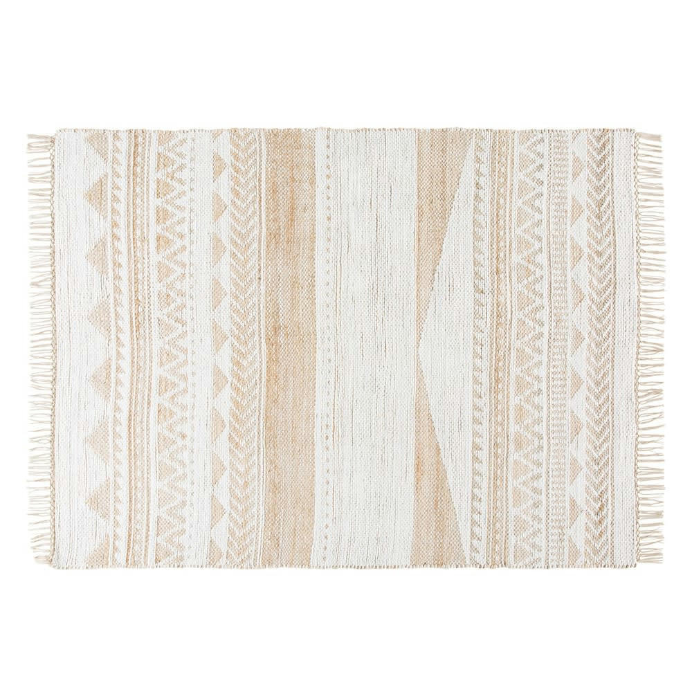 CAYON - Tapis en jute et coton tissés motifs graphiques 140x200