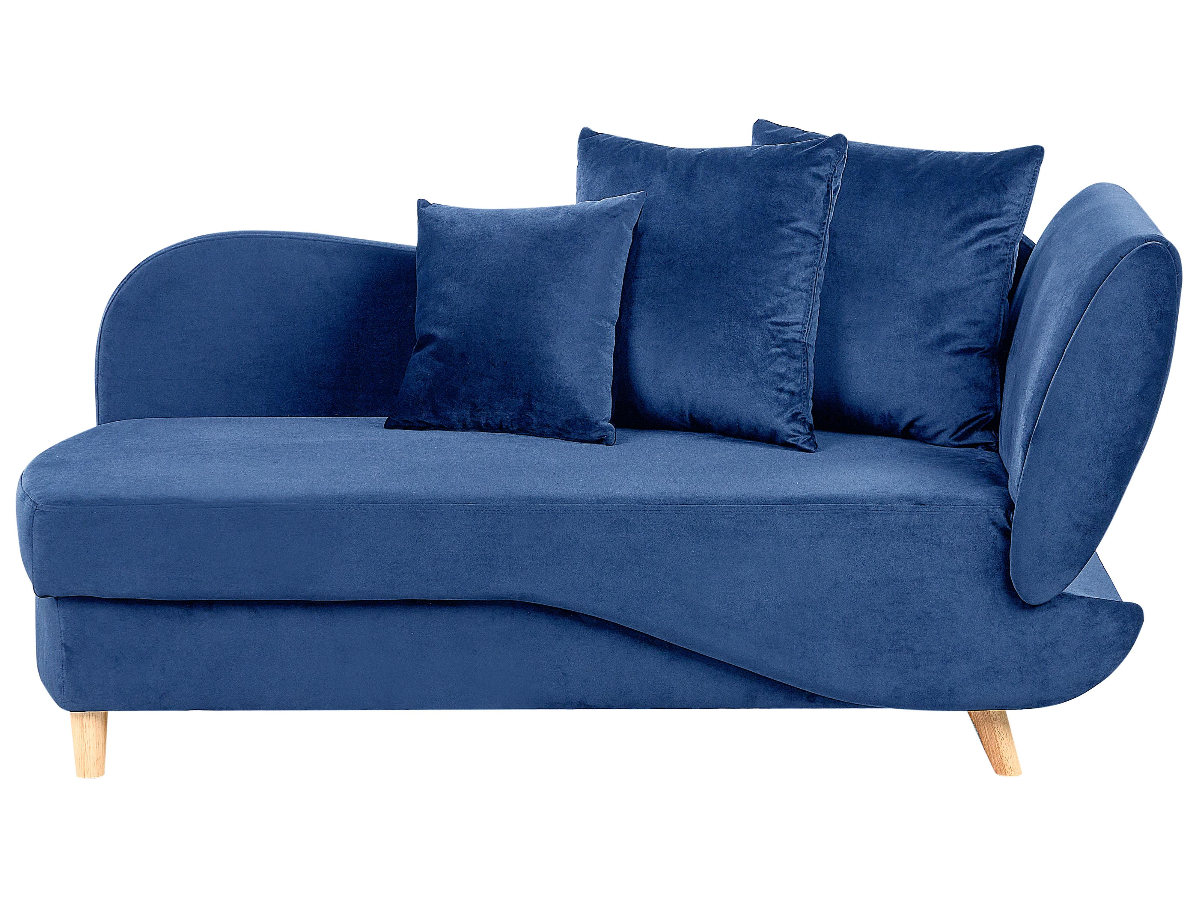 Left-Hand Chaise Longue MERI Velvet Navy Blue with Storage