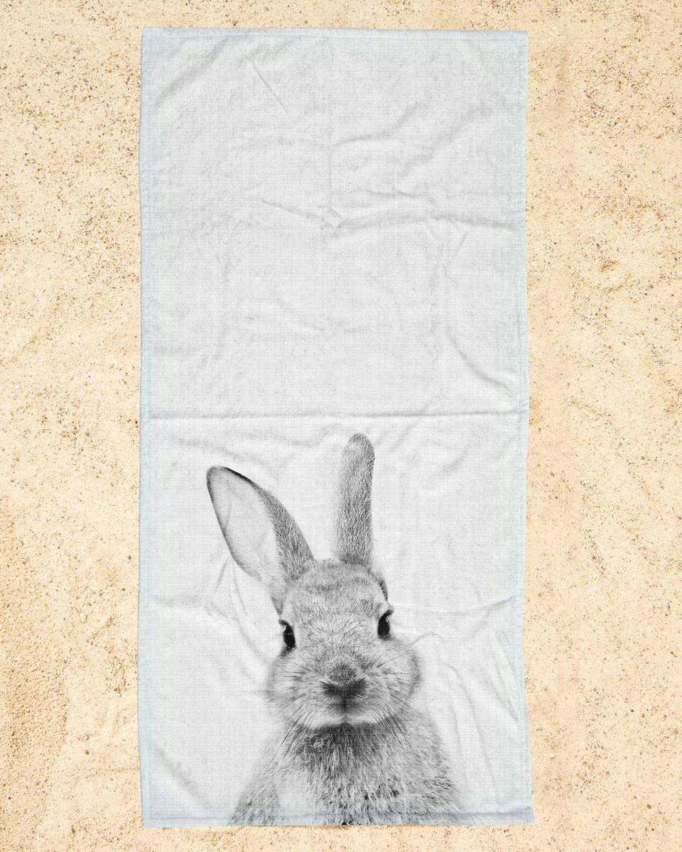 PRINT 48 - Serviette de plage en éponge-velours en blanc & noir 90x180