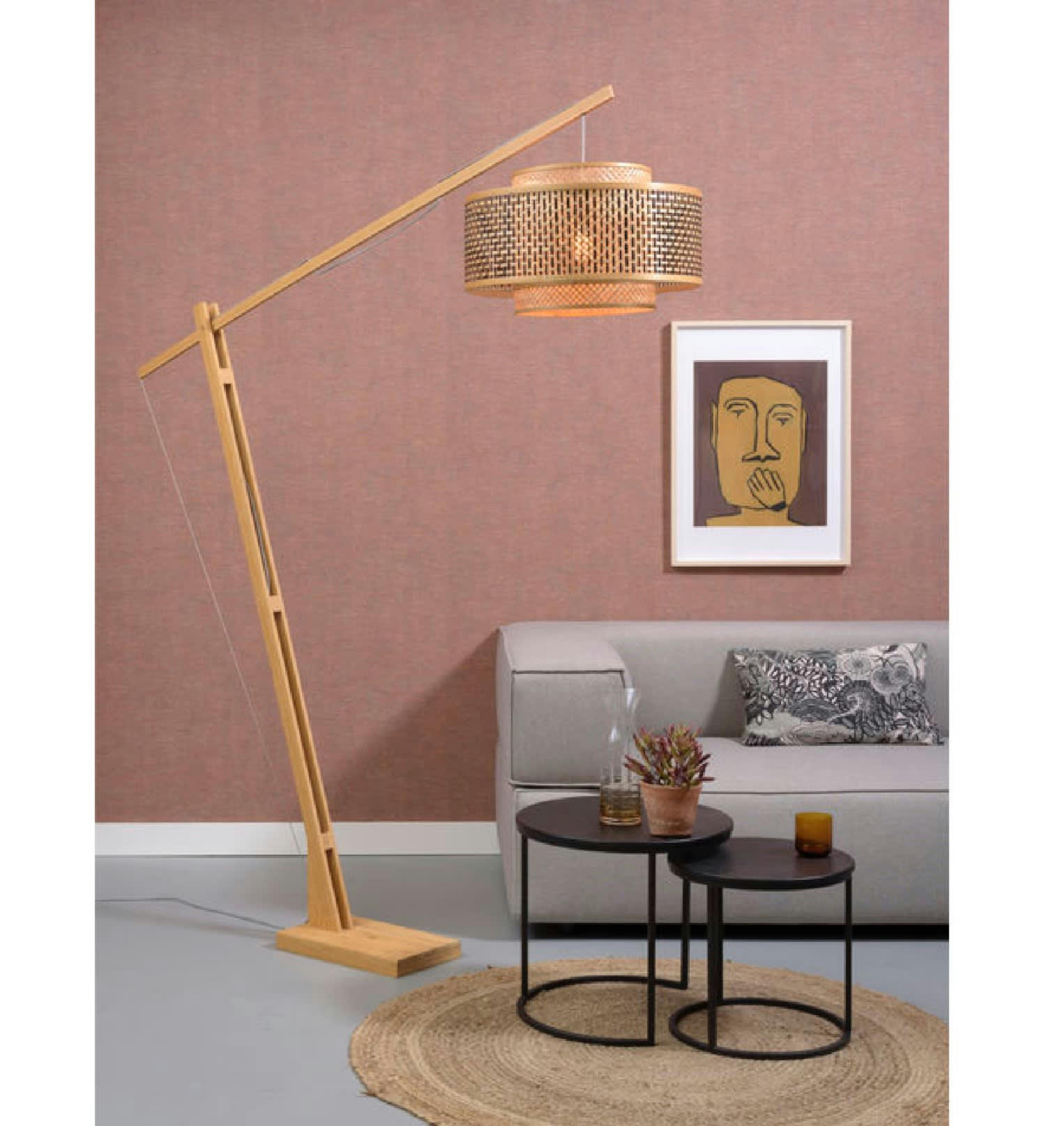 BHUTAN - Lampadaire bambou naturel H207cm