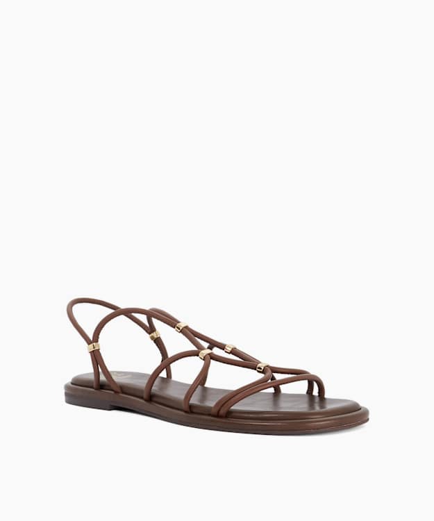 Leola Brown - Flat Leather Strappy Sandals