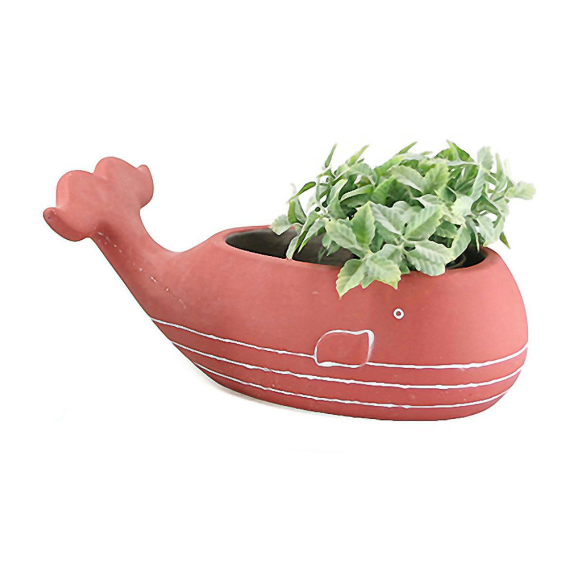 BALEINE - Cache pot de fleurs baleine rouge L30cm