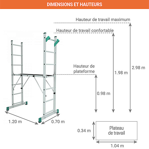 Echafaudage pour escalier : 3.00m haut. travail max - 8507