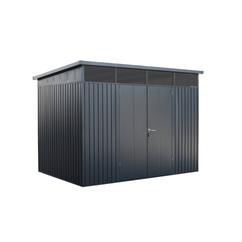 Abri de jardin en acier TechProtect double porte gris anthracite 3,1 x 2 x 2,31 m GREEN OUTSIDE