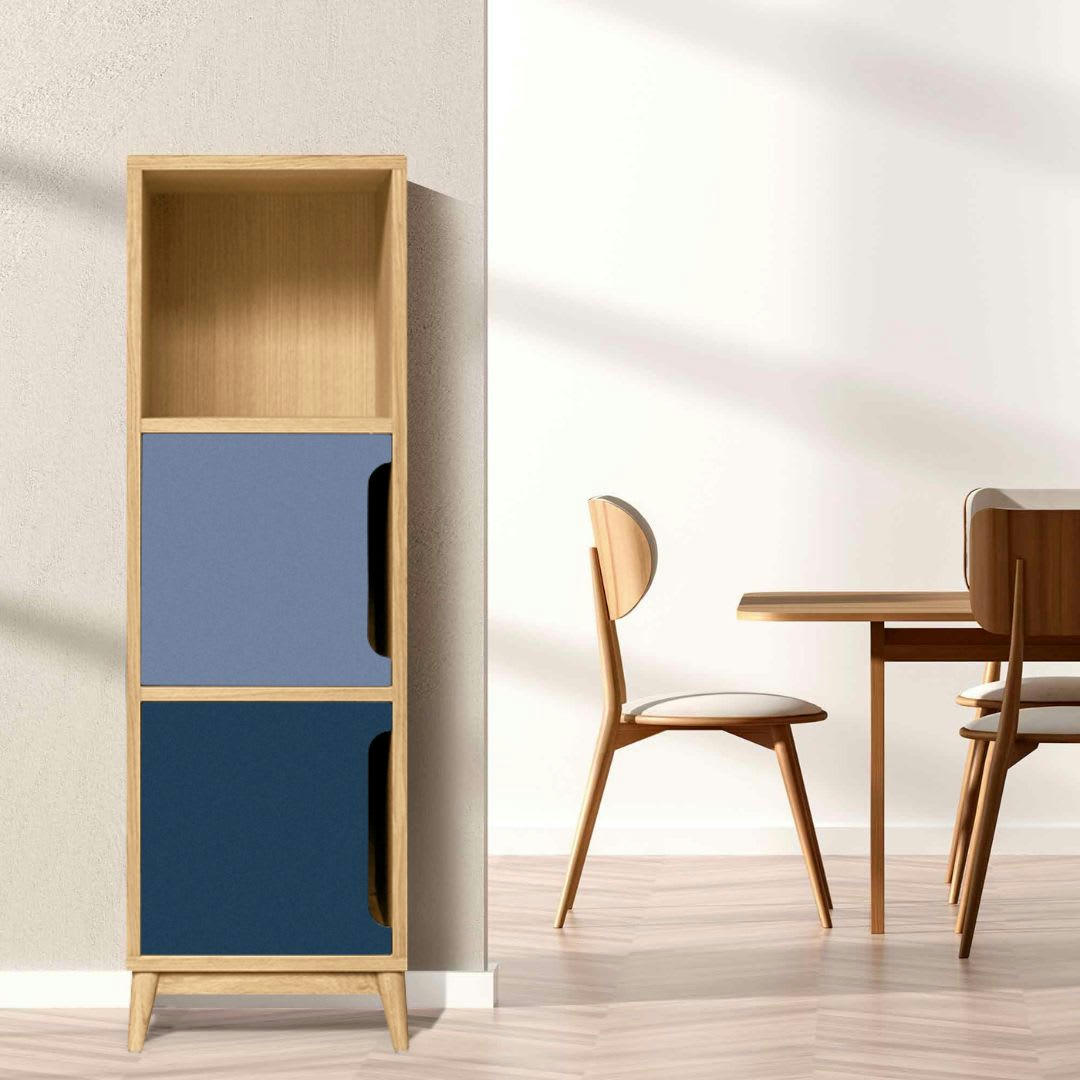 KULT - Colonne de rangement, bleu nuit-bleu ardoise, 2 portes- 114*36*32