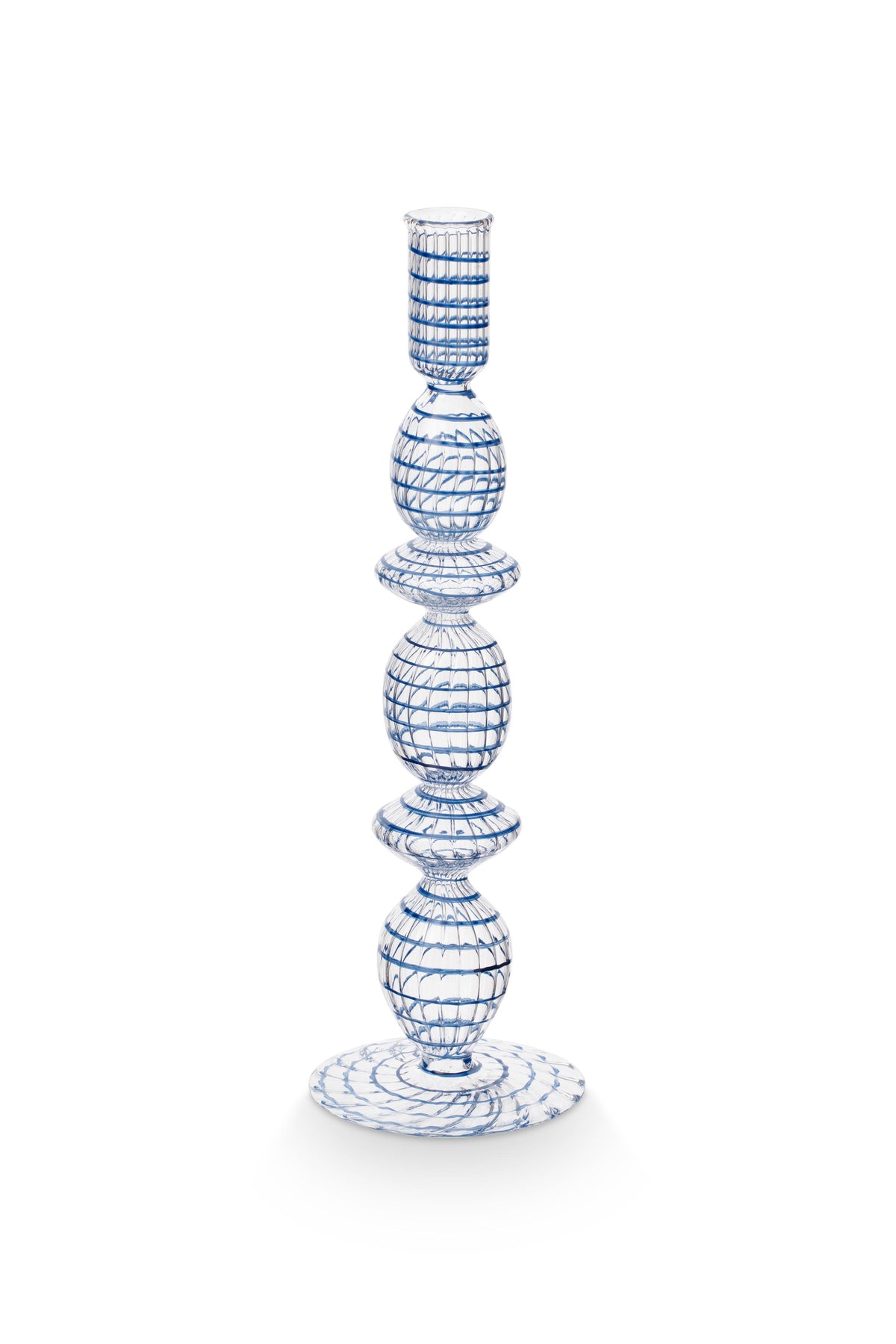 Pip Studio Kandelaar Swirl - Glas - Donkerblauw - 28cm