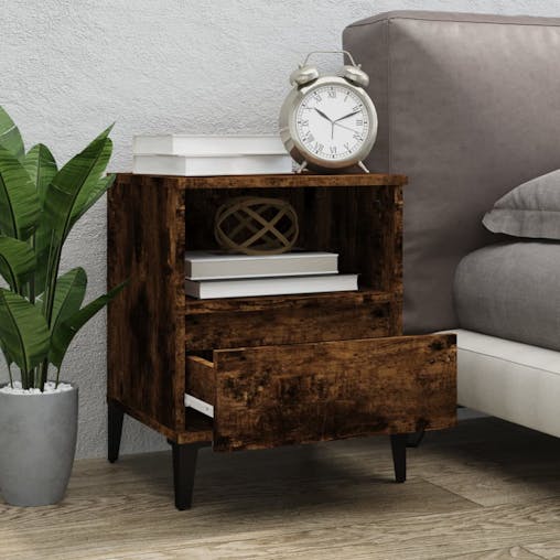NNEVL Bedside Cabinets 2 pcs Smoked Oak 40x35x50 cm
