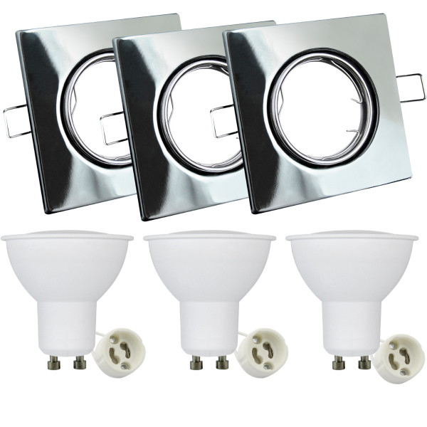 Oprawa wpuszczana kwadratowa chromowana 9cm OLIN 3xGU10x8W IP20 Polux