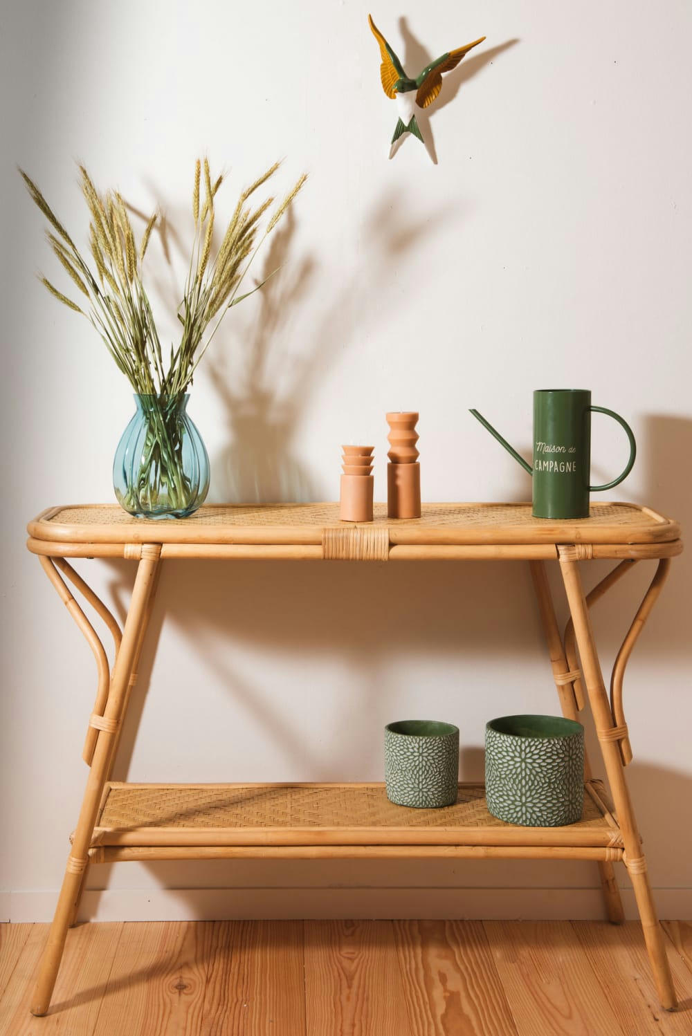 JAMBI - Console   grand modèle en rotin  marron